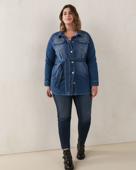 Veste en denim surdimensionnée avec ceinture - Addition Elle