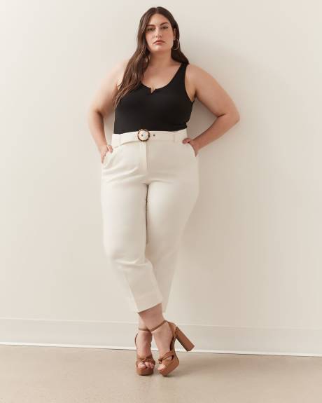 Cropped Straight-Leg Pant with Sash