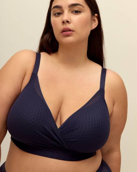 Wireless Padded Blue Lace Lounge Bra - Déesse Collection