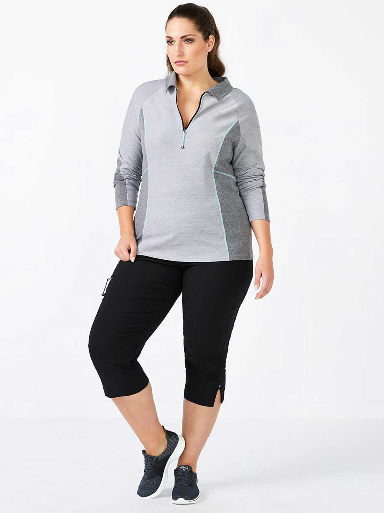 Sports PlusSize Long Sleeve Polo Shirt Penningtons