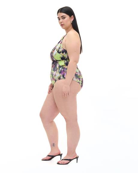 Abstract-Print Asymmetrical One-Piece Swimsuit - Addition Elle