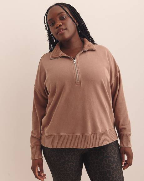 Chandail en coton à enfiler à col montant zippé - Active Zone