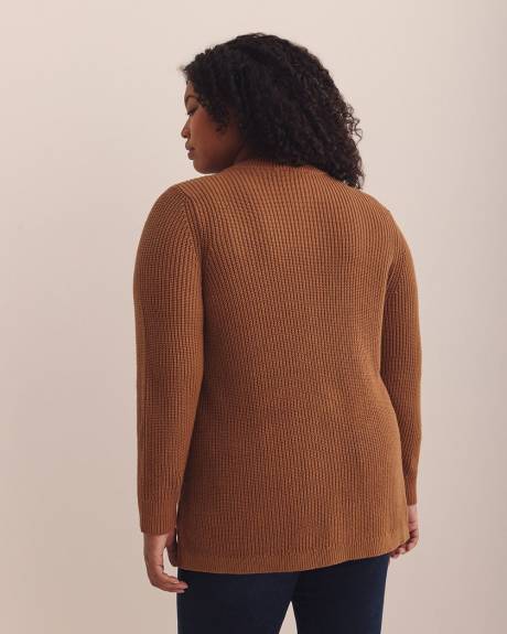Shaker Stitch Crewneck Tunic Cardigan