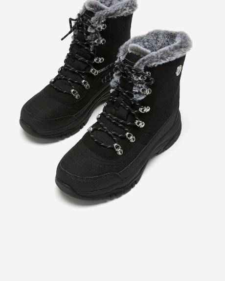 Wide Width, Lace-Up Hiking Boots with Faux Fur - Skechers
