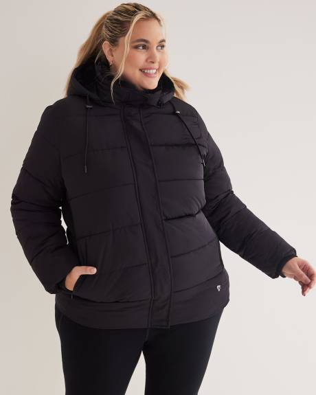 Manteau d'hiver matelassé noir, tissu responsable - Active Zone