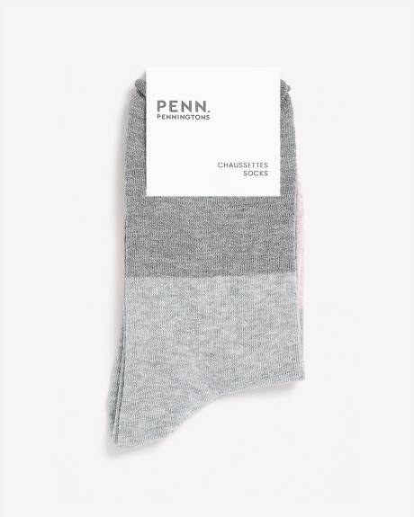 Colourblock Crew Socks with Rolled Edges