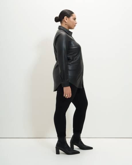 Faux Leather Buttoned Down Tunic - Addition Elle