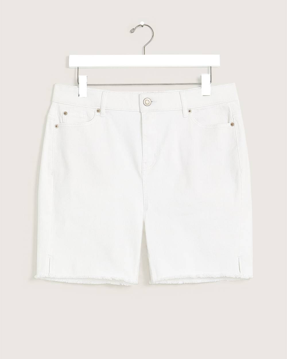 Responsible, Curvy-Fit Frayed Hem Denim Shorts, White - d/C JEANS ...