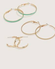 Assorted Hoop Earrings, Set of 3