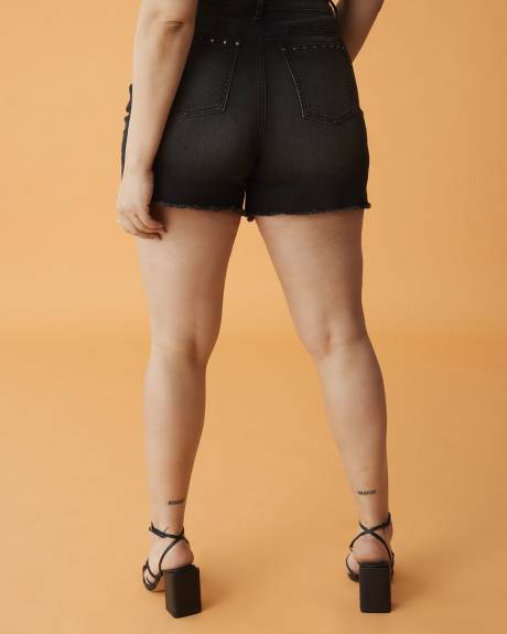 Embellished Denim Short, Black Wash - Addition Elle