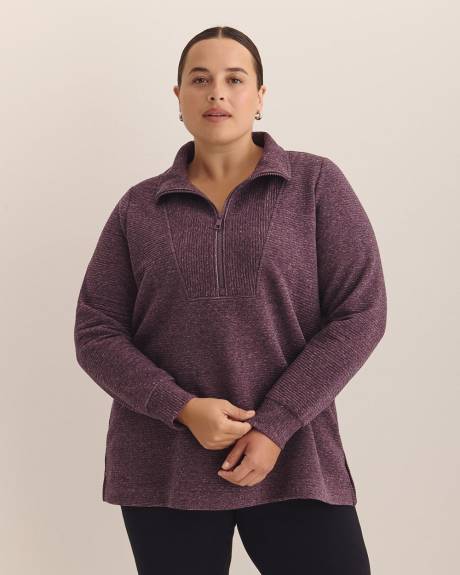 Heather Half-Zip Ottoman Tunic Sweatshirt - Active Zone