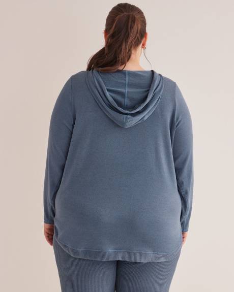 Ribbed Knit Hooded Top - Active Zone