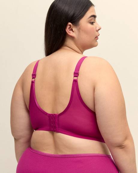 Wireless Fuchsia Plunge Bra with Lace Trims - Déesse Collection