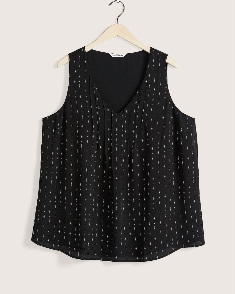 Responsible, Printed Sleeveless Blouse with Pintucks at Neckline ...