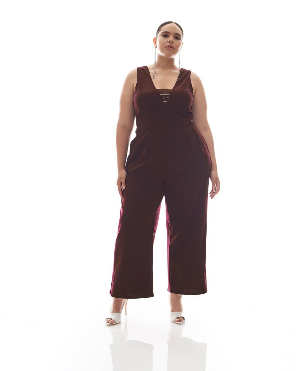 Maxi Wide-Leg Jumpsuit with V-Neckline - Addition Elle