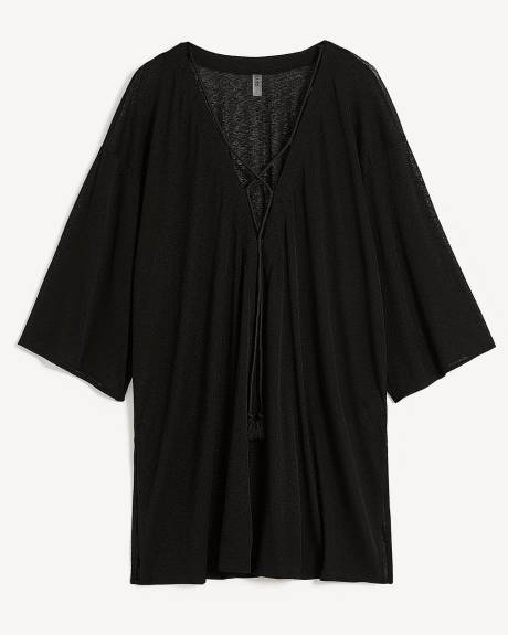 Robe cache-maillot noire en tricot léger