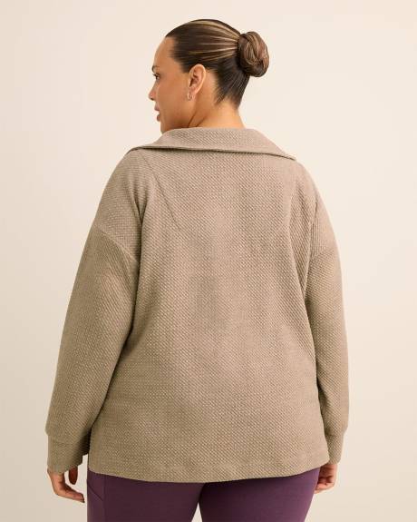 Textured Fashion Pullover with Wide Collar - Active Zone