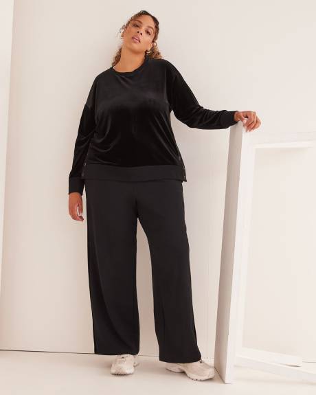 Velvet and French Terry Crewneck Top - Active Zone
