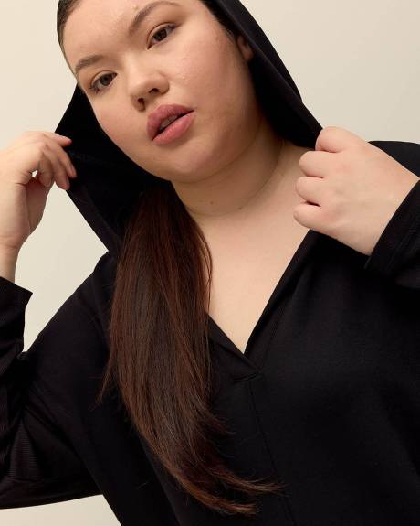 Hooded Tunic Sweatshirt with Rib Accents - Active Zone