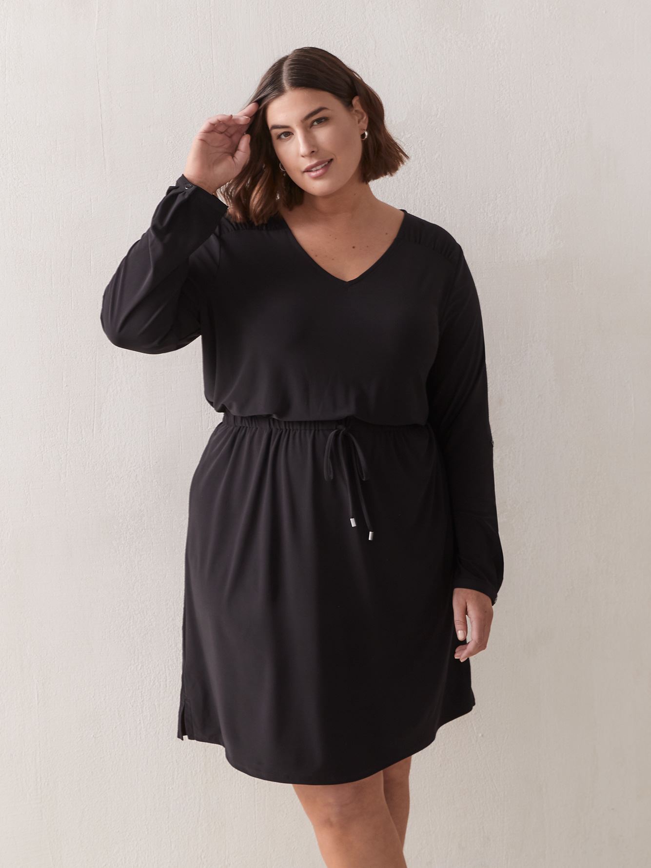 Solid Long-Sleeve Flared Jersey Dress - In Every Story | Penningtons