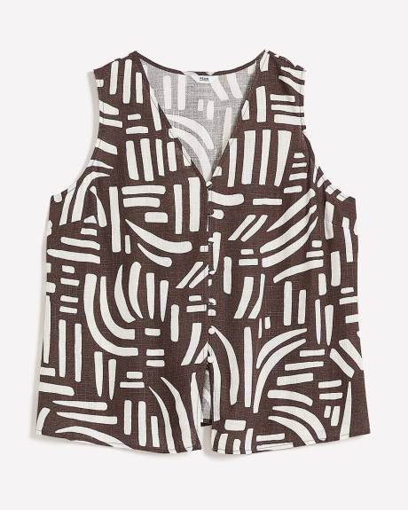 V-Neck Button Down Sleeveless Blouse