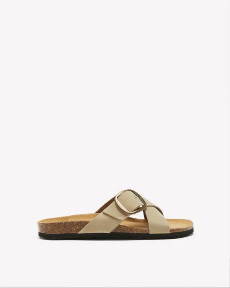 Sandale en cuir Julia à bandes croisées, pied large - Plakton