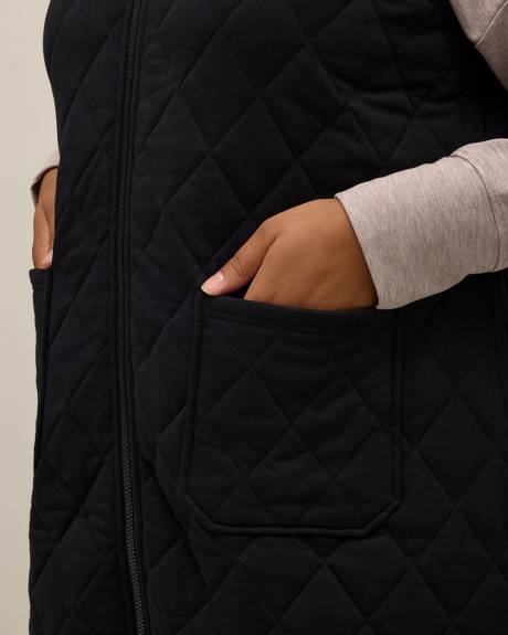 Veste longue matelassée noire avec poches - Active Zone