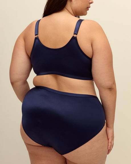 Blue Full Brief with Floral Lace at Front Sides - Déesse Collection