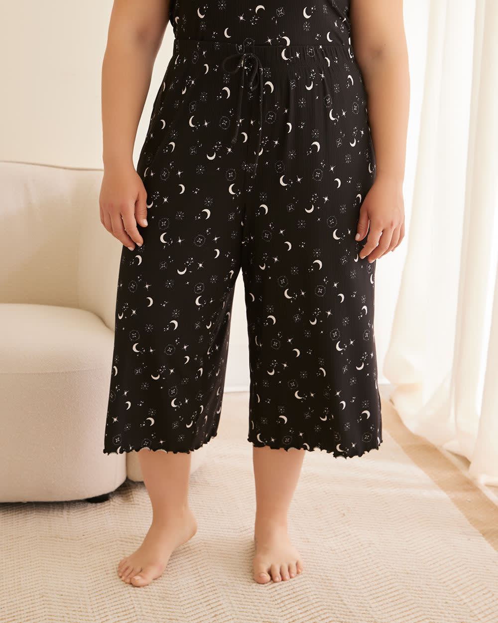 Moon Print Ribbed Capri Pajama Pant with Lettuce Edge ti Voglio Penningtons