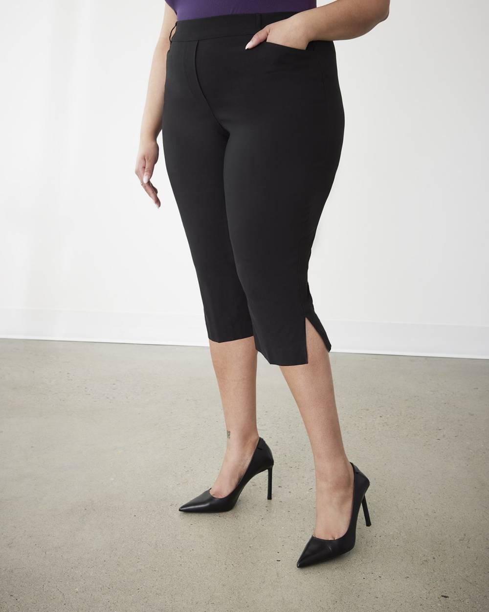 Yours skinny slit hem legging in black