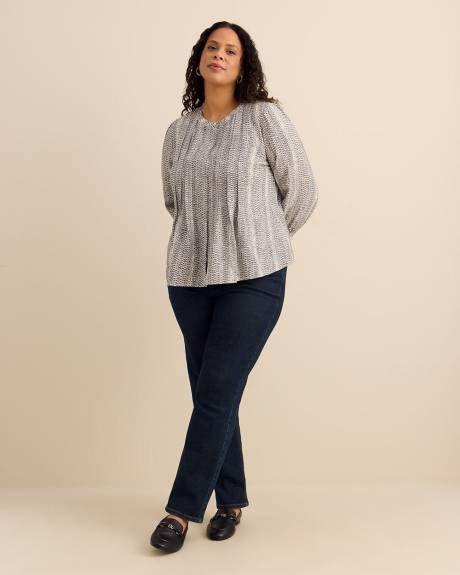 Large Pleat Buttoned Down Swing Blouse