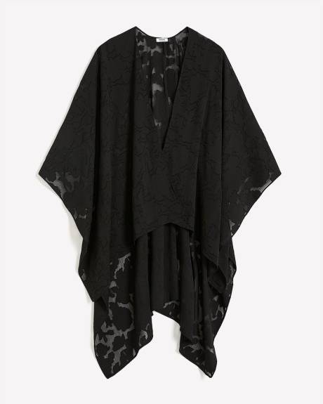 Black Lightweight Floral Textured Cape
