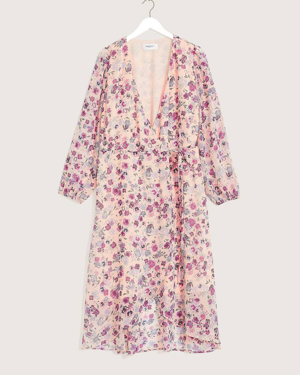 Botanical georgette wrap dress outlet