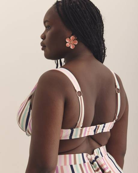Multicoloured-Stripe Sunnie Bikini Top - Raisins Curve