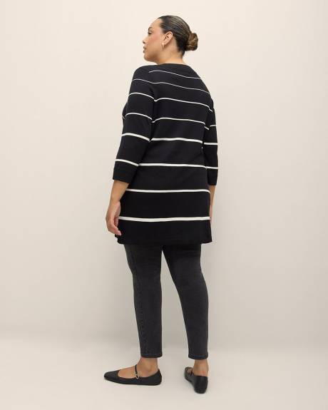 Pull en coton avec col en V, tissu responsable