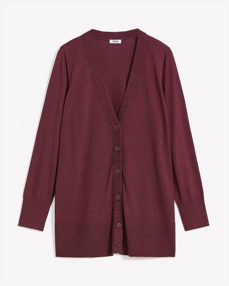 Cardigan long en mélange de coton, tissu responsable