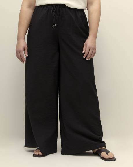 Black Palazzo-Leg Pant with Elastic Waistband
