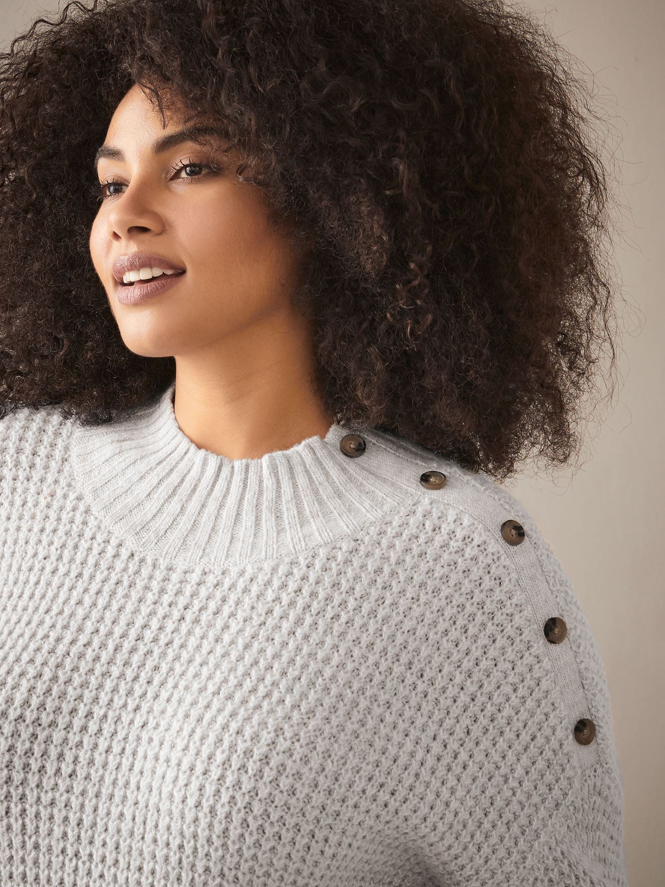 marled mock neck sweater