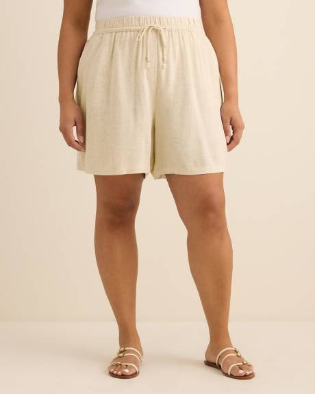 Short en lin m&eacute;lang&eacute; &agrave; enfiler