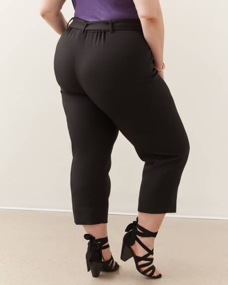 Cropped Straight-Leg Pant with Sash