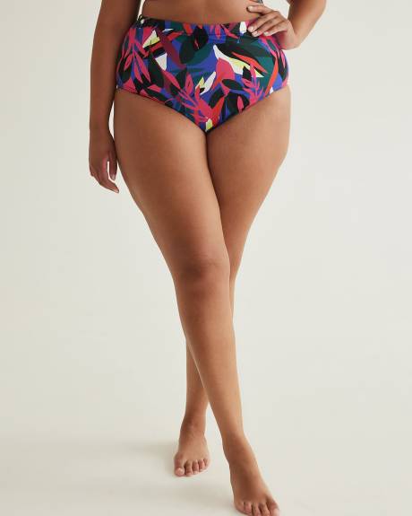 Reversible Tropical High-Waisted Swim Brief