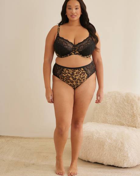 Culotte échancrée en maille à imprimé léopard - Déesse Collection