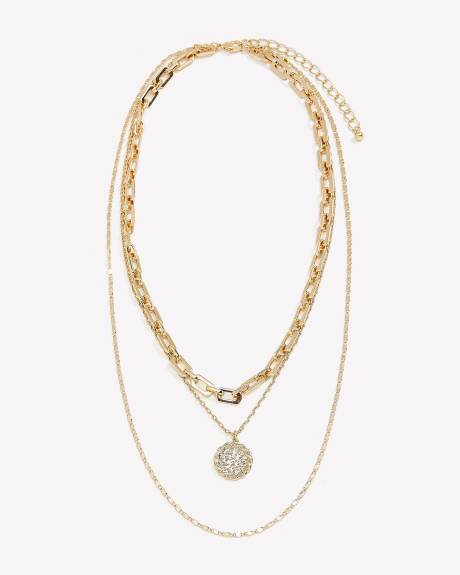 Three-Layer Necklace with Medallion