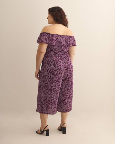 Off-Shoulder Wide-Leg Knit Jumpsuit - Addition Elle