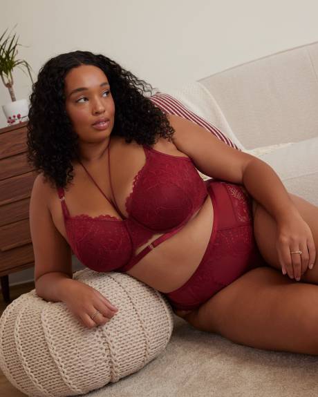 Culotte tanga sexy en satin et dentelle - Déesse Collection