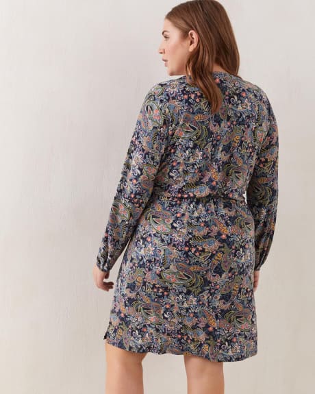 Printed Long-Sleeve Flared Jersey Dress - In Every Story
