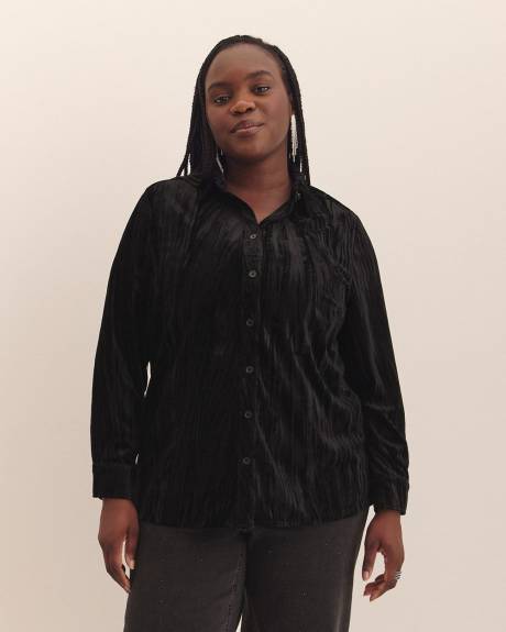 Velvet Buttoned-Down Shirt
