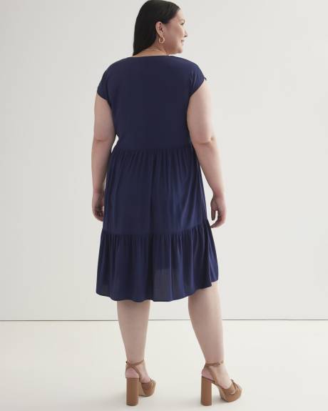 Short-Sleeve Tiered Dress