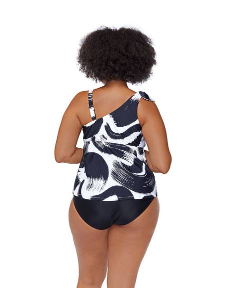 Marita Tankini Top, Paint Brush Print - Raisins Curve
