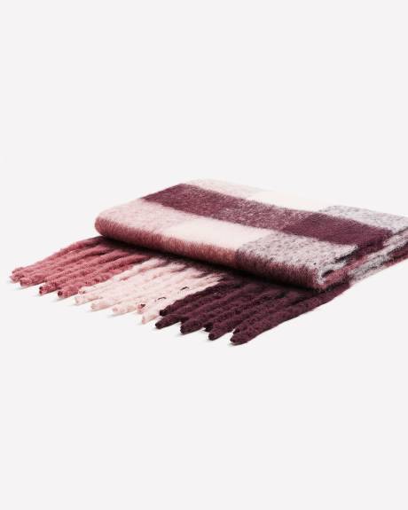 Cozy Pink & Burgundy Plaid Scarf
